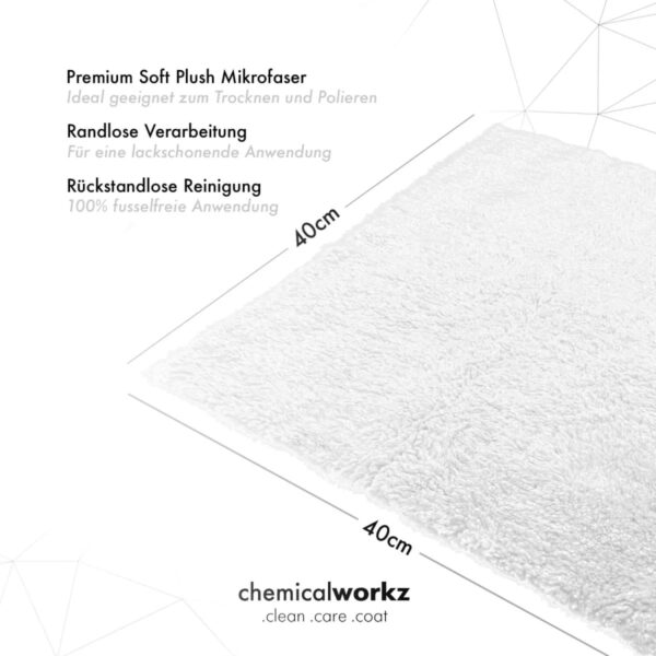 ChemicalWorkz Edgeless Soft Touch Mikrofiberklud 500GSM hvid 40×40cm - Billede 3