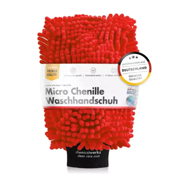 Chemicalworkz Chenille vaskehandske Rød